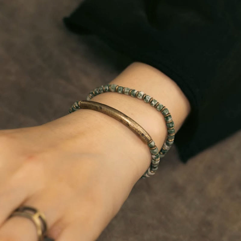 Bracelet Harmonie Sagesse en Jaspe Photo Sodalite 4 mm