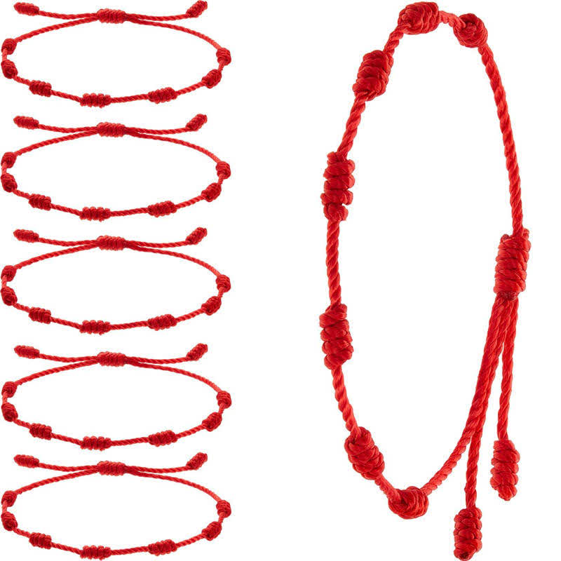 Lot de 4 bracelets de protection contre le mauvais œil en fil rouge