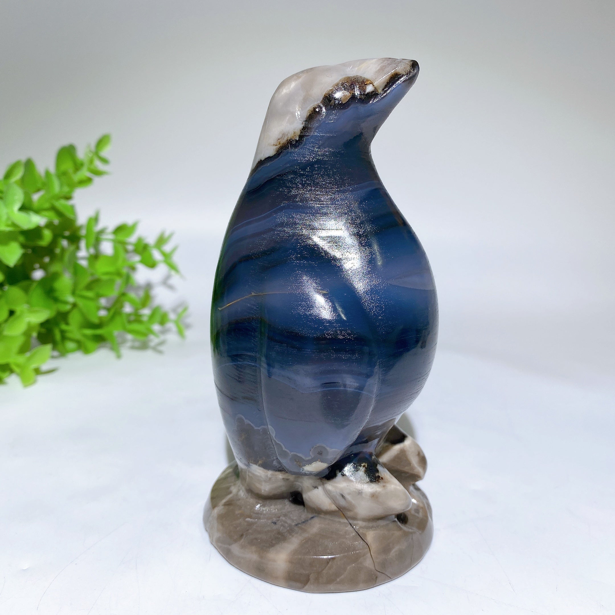 5.0" Volcanic Agate Penguin Figurine for Healing & Decor