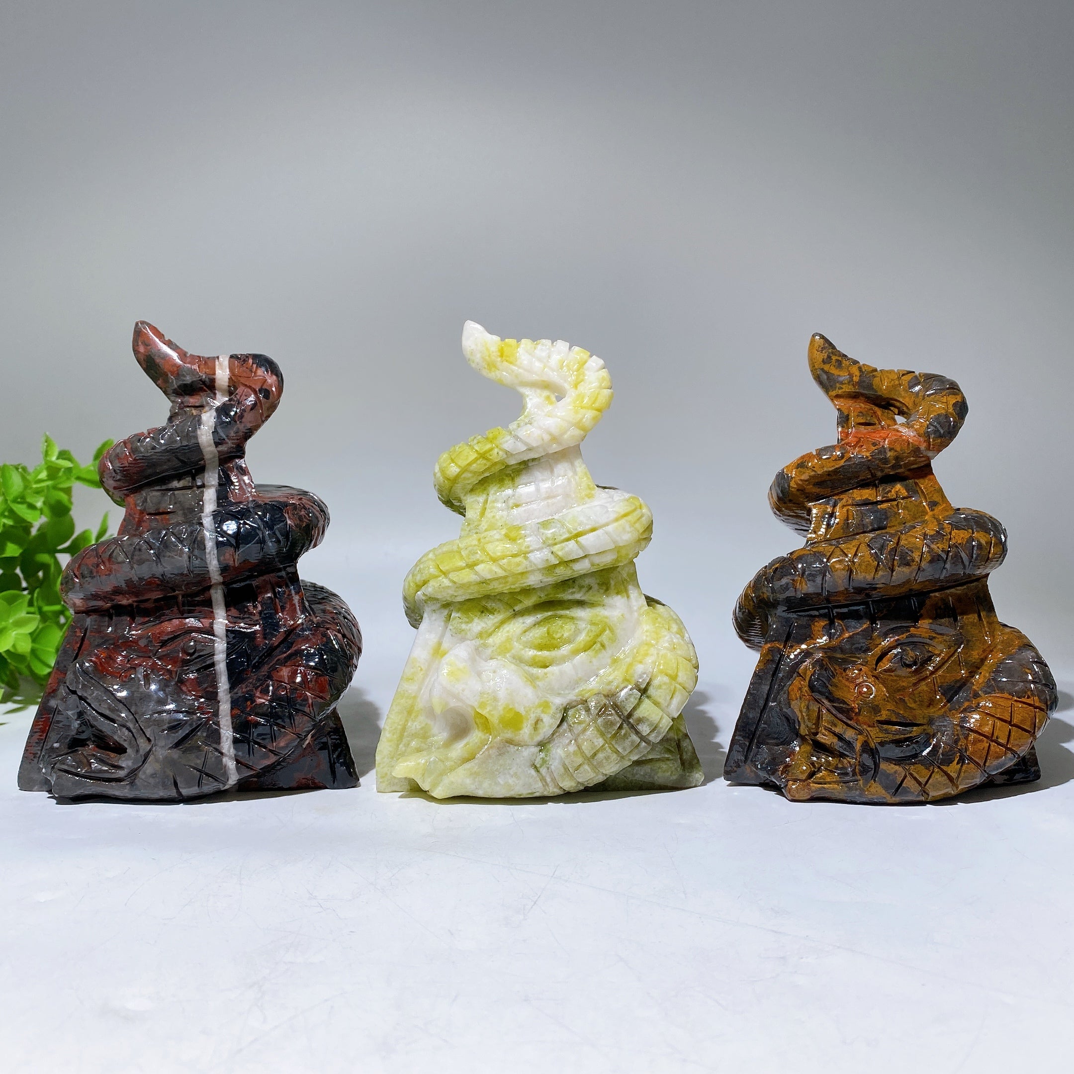 Figurine de serpent en jade de 5,2 pouces, sculpture de guérison en cristal
