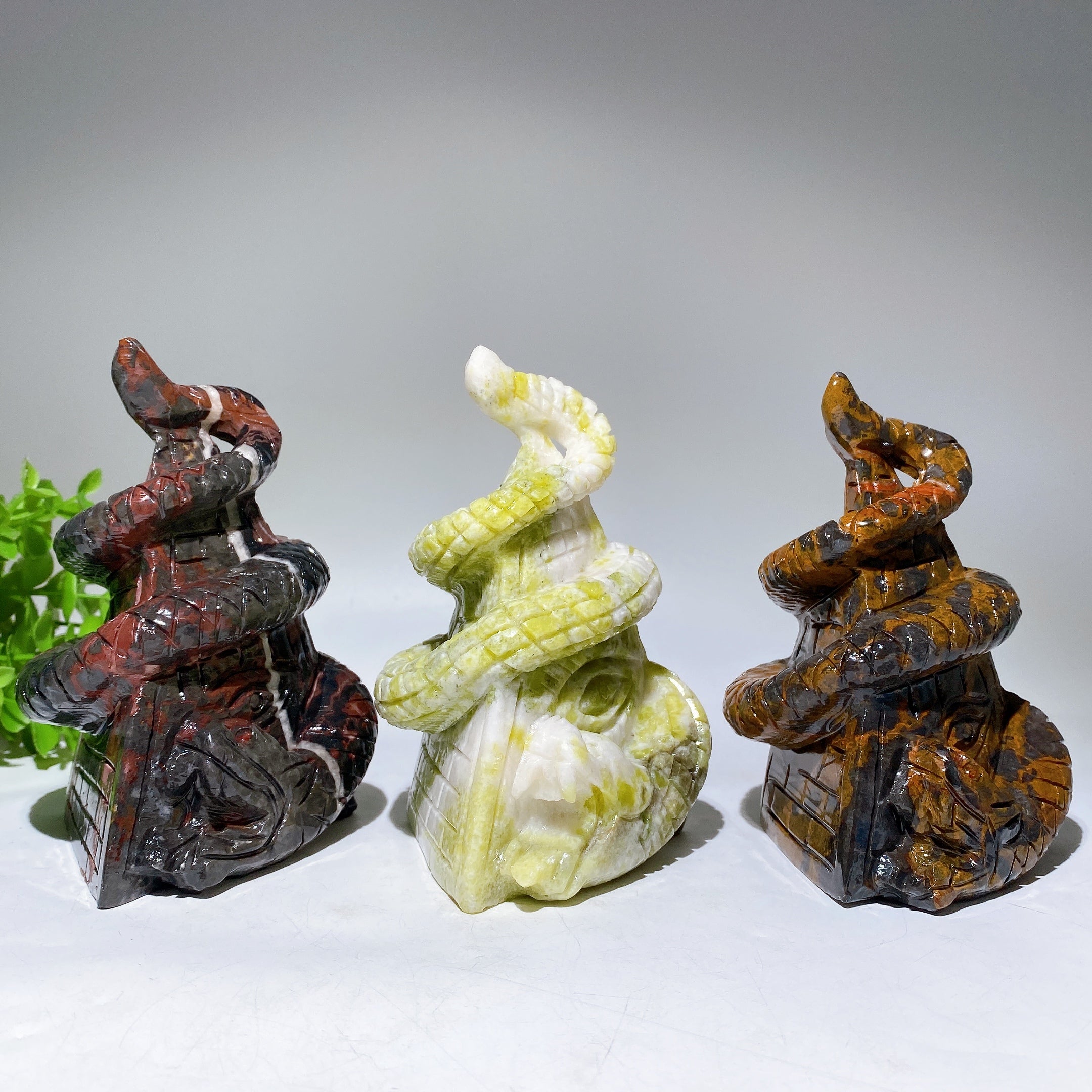 Figurine de serpent en jade de 5,2 pouces, sculpture de guérison en cristal