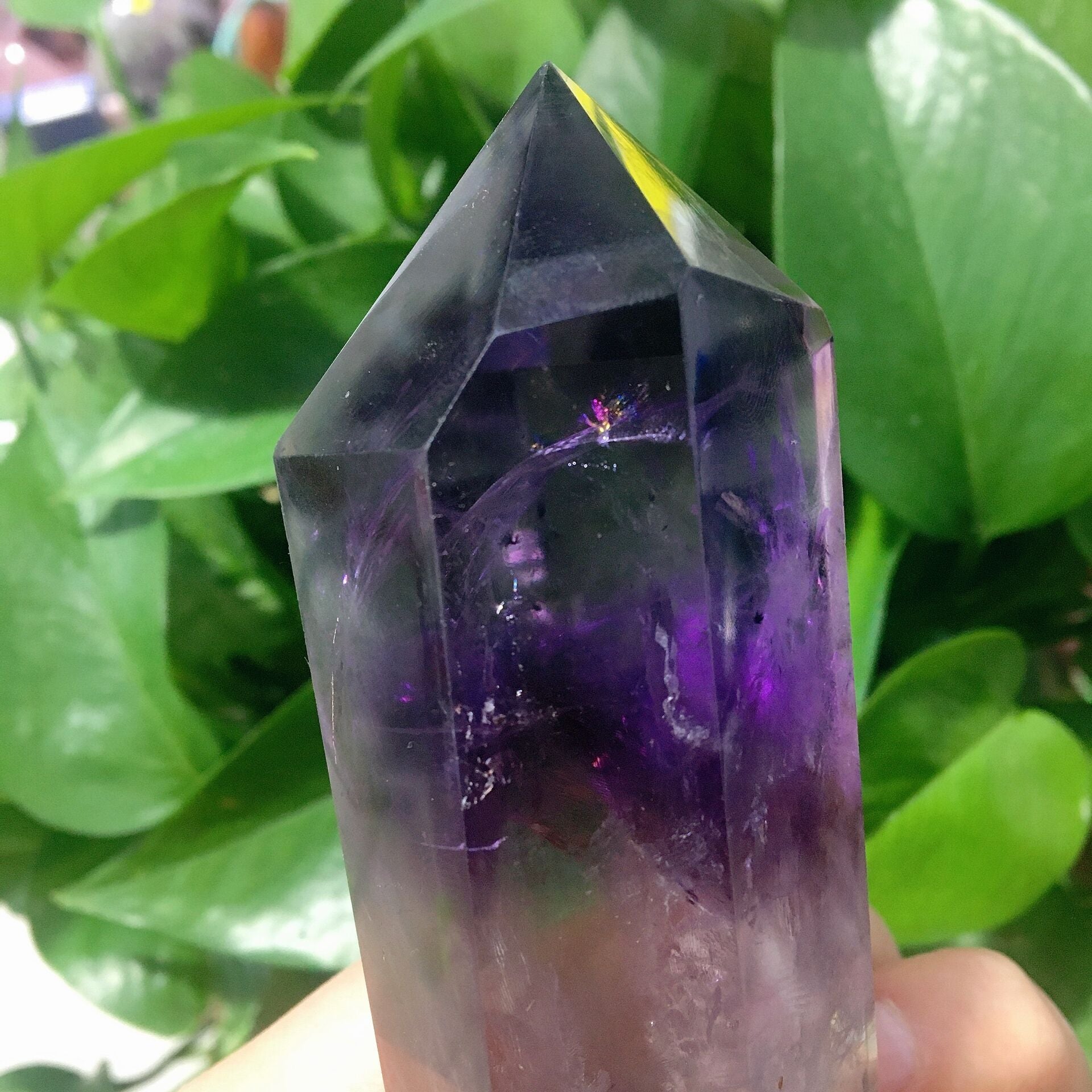 5.3-inch Dark Purple Amethyst Half Polished Crystal Point