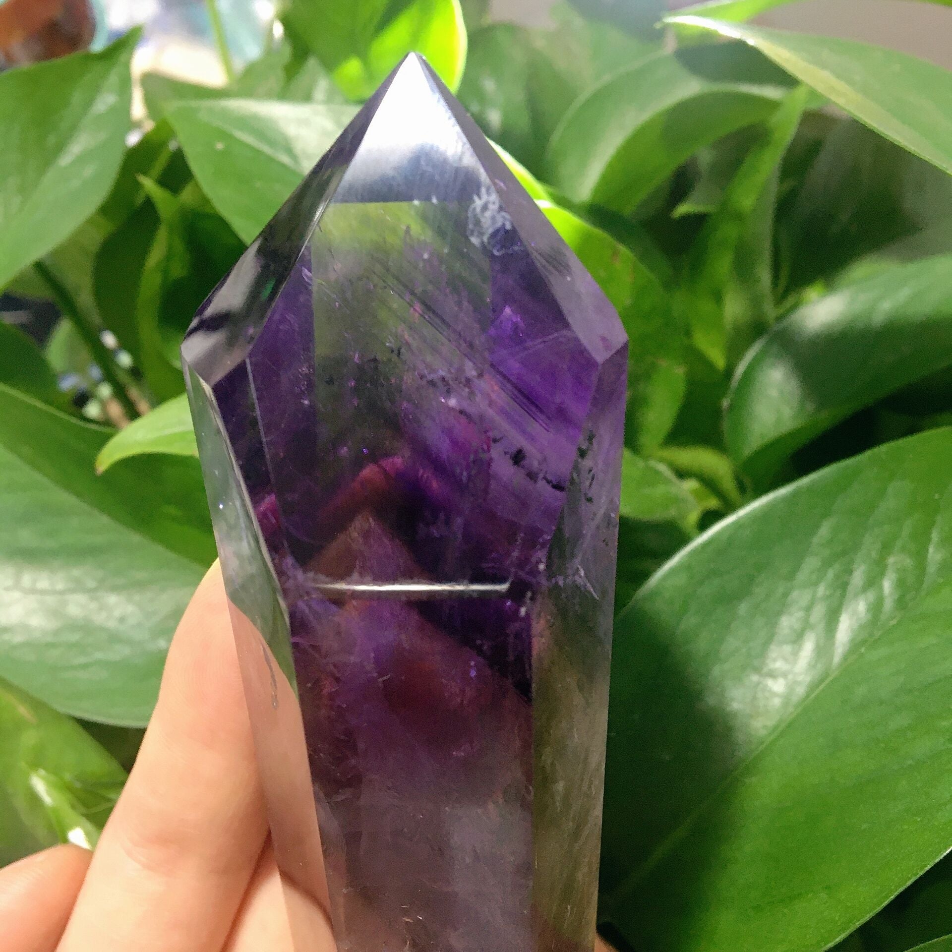5.4 Inch Dark Purple Amethyst Half Polished Crystal Point for Healing