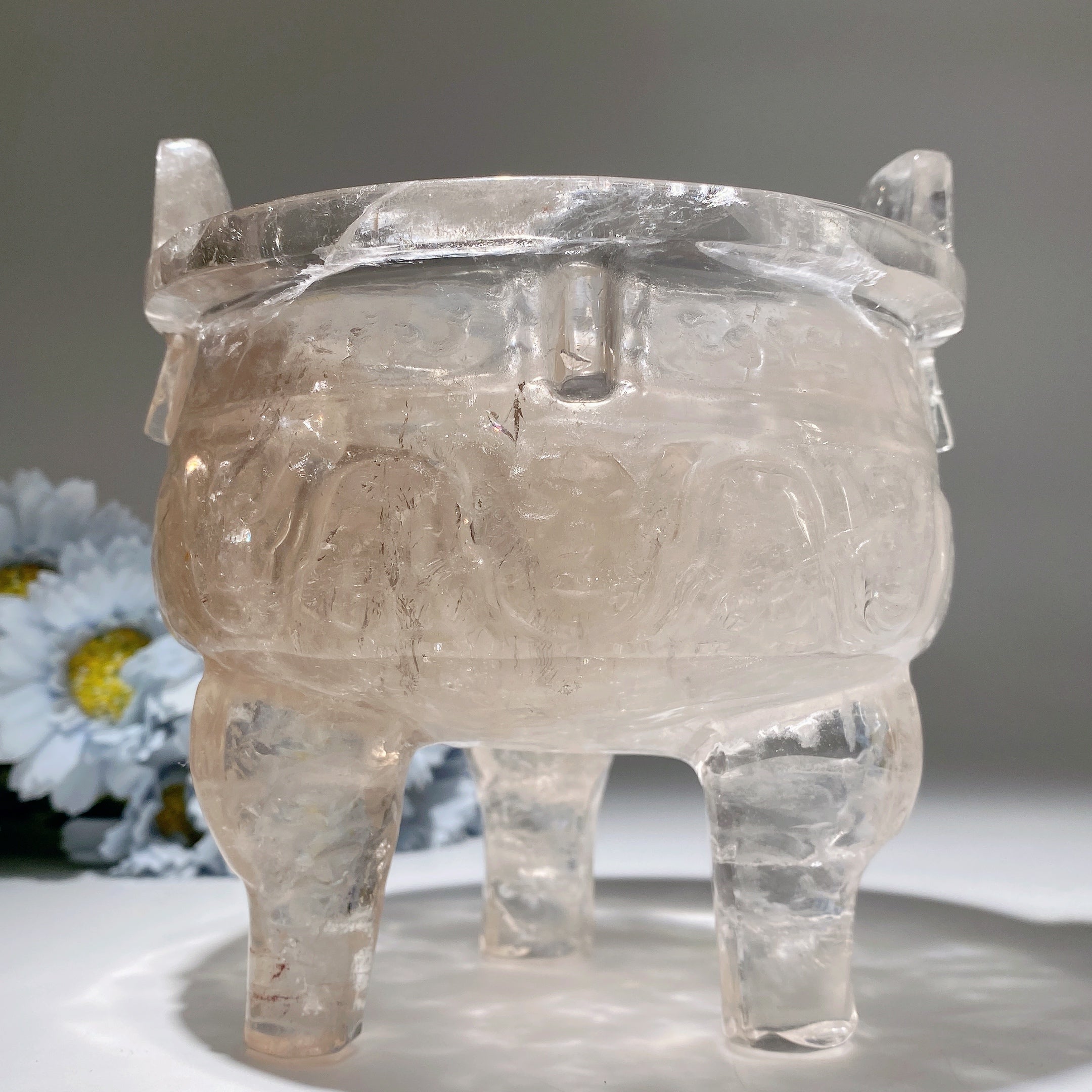 5.5 Inch Smoky Clear Quartz Crystal Tripod Figurine