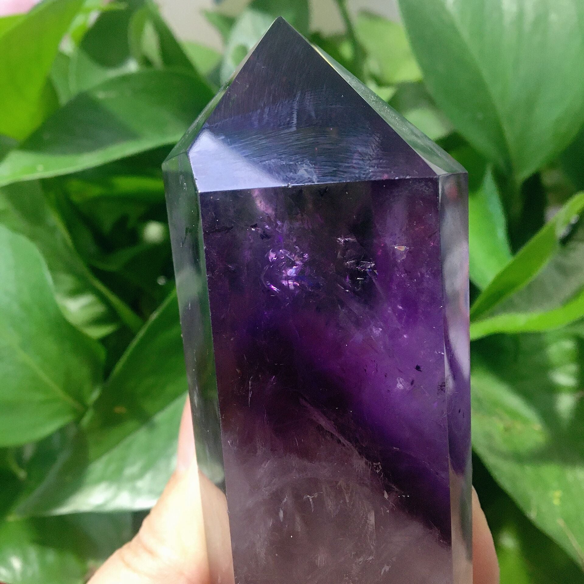 5.8-inch Dark Purple Amethyst Crystal Point Half Polished