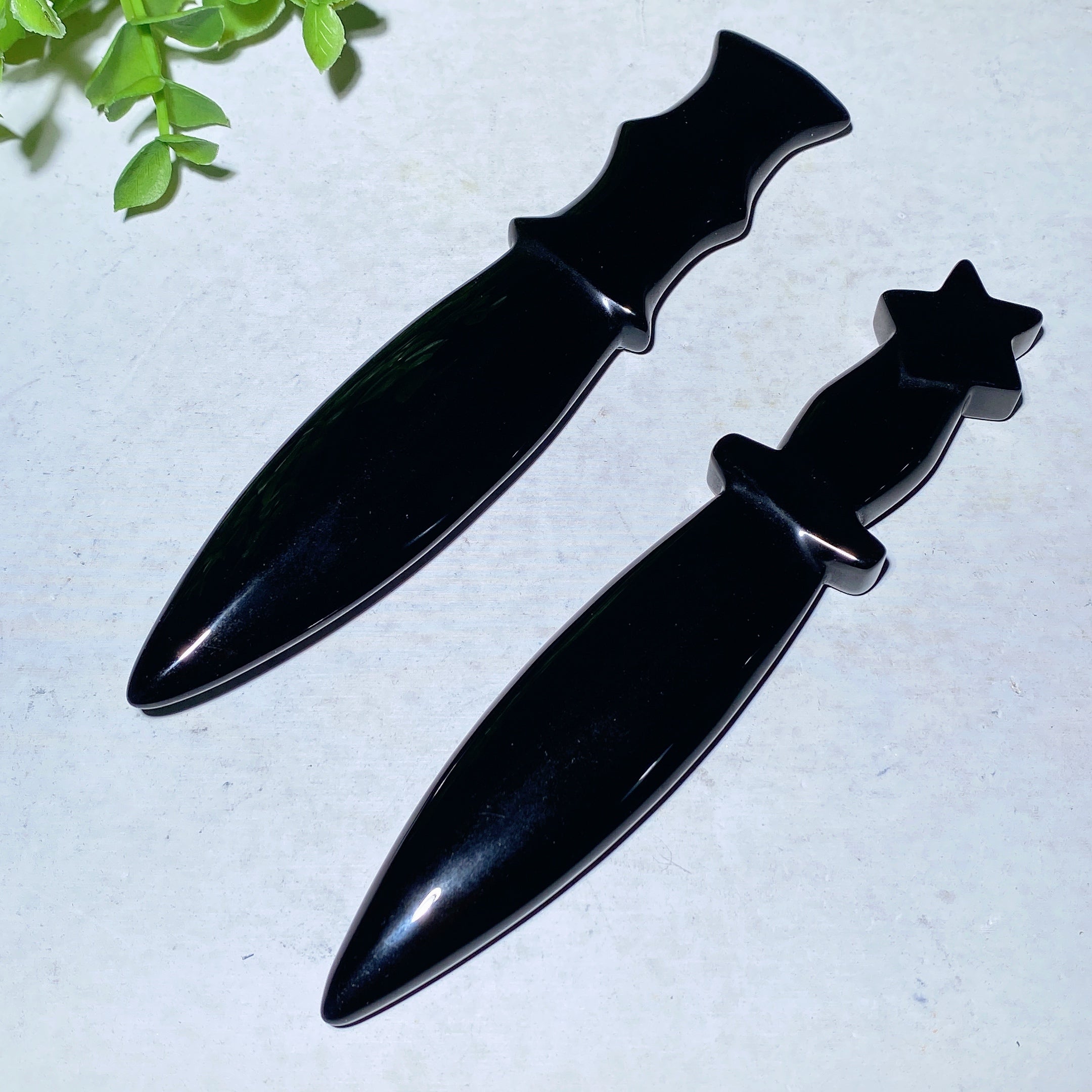 Dague de guérison en cristal d'obsidienne noire de 5,9 pouces