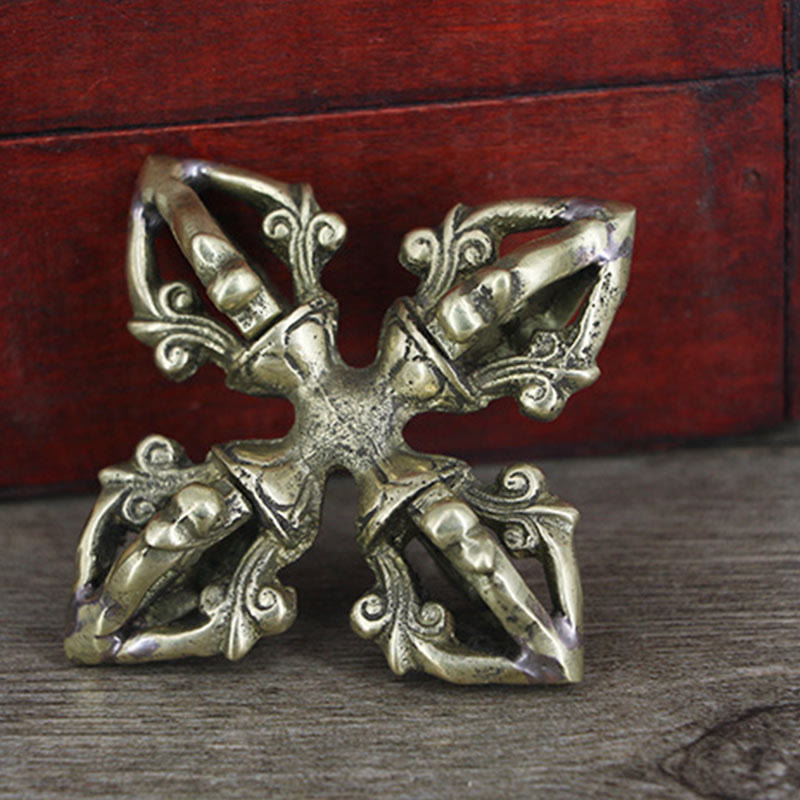 Rituel de force spirituelle double Dorje Vajra en cuivre de 6,7 cm