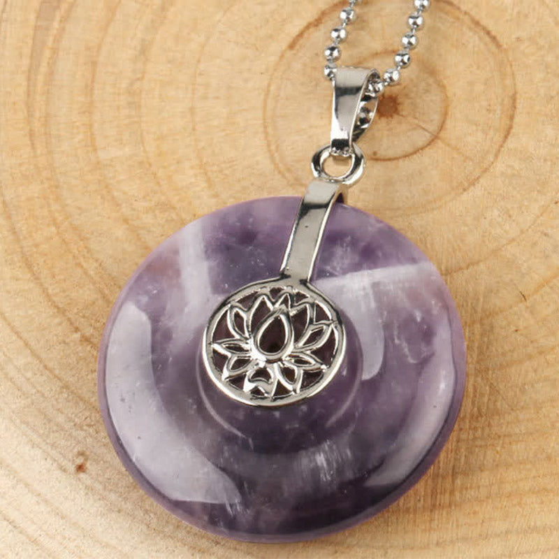 Collier de guérison en cristal d'améthyste rose lotus