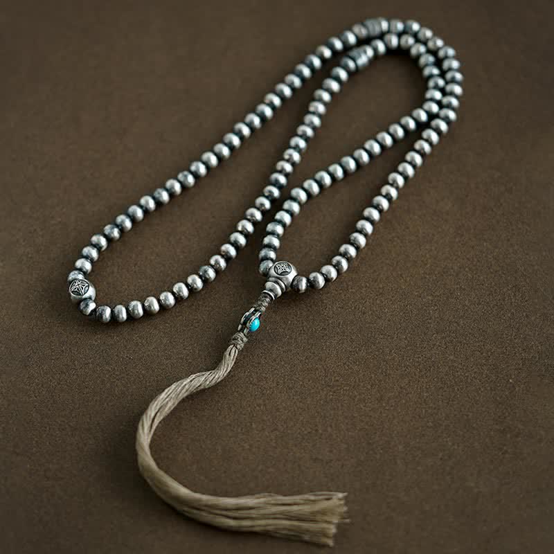 Bracelet de confiance en argent sterling avec 108 perles Mala et agate rouge turquoise