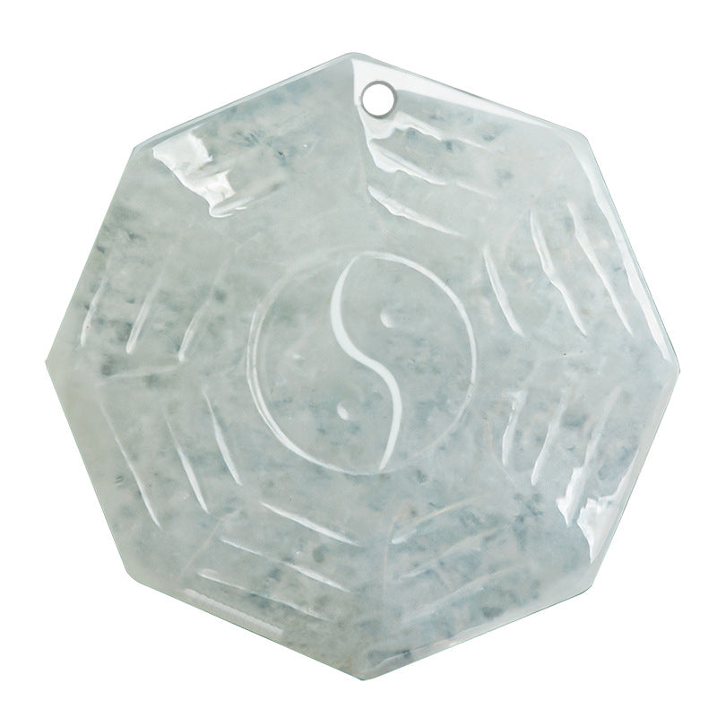 Collier de chance en jade naturel Bagua Yin Yang pour la prospérité