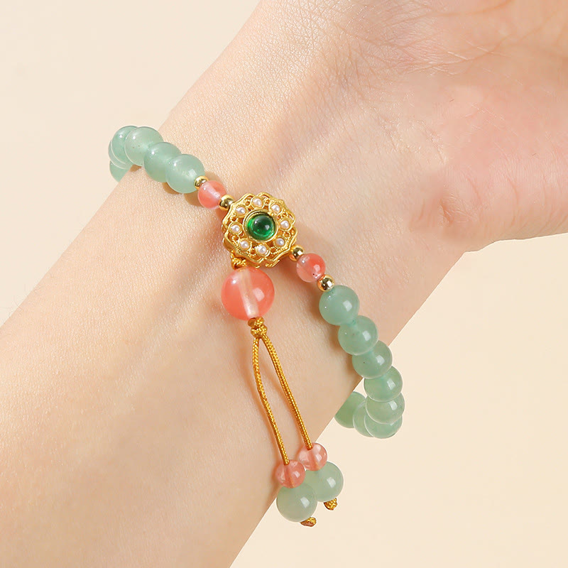 6mm Green Aventurine Luck Bead Tassel Bracelet