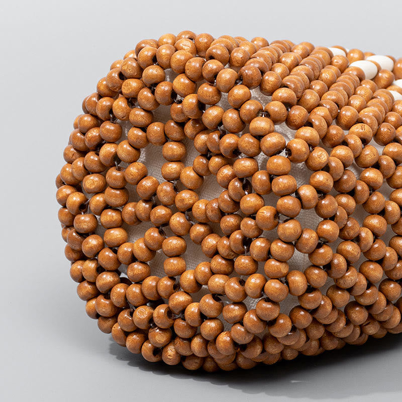 Sac seau en perles de bois 12 cm pour bijoux spirituels