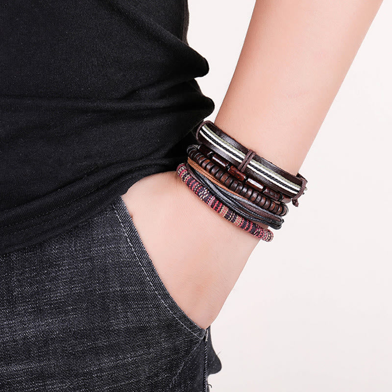 Bracelet spirituel classique en bois de santal rouge à petites feuilles pour la protection