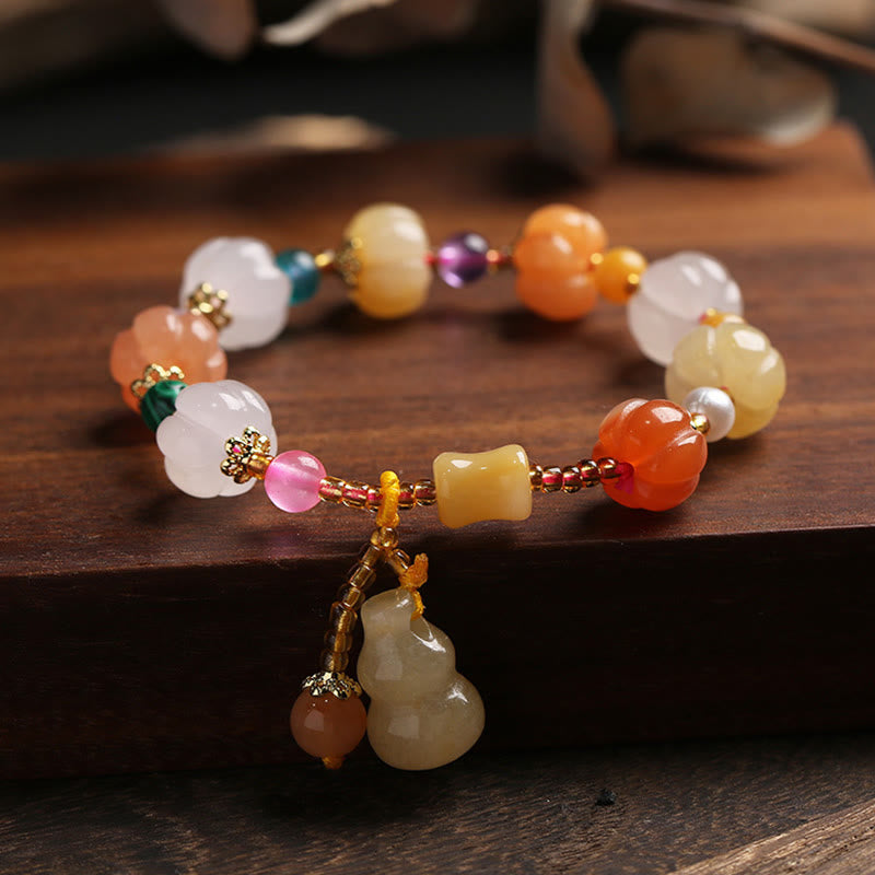 Bracelet de richesse en jade et soie dorée avec Pixiu pour la chance