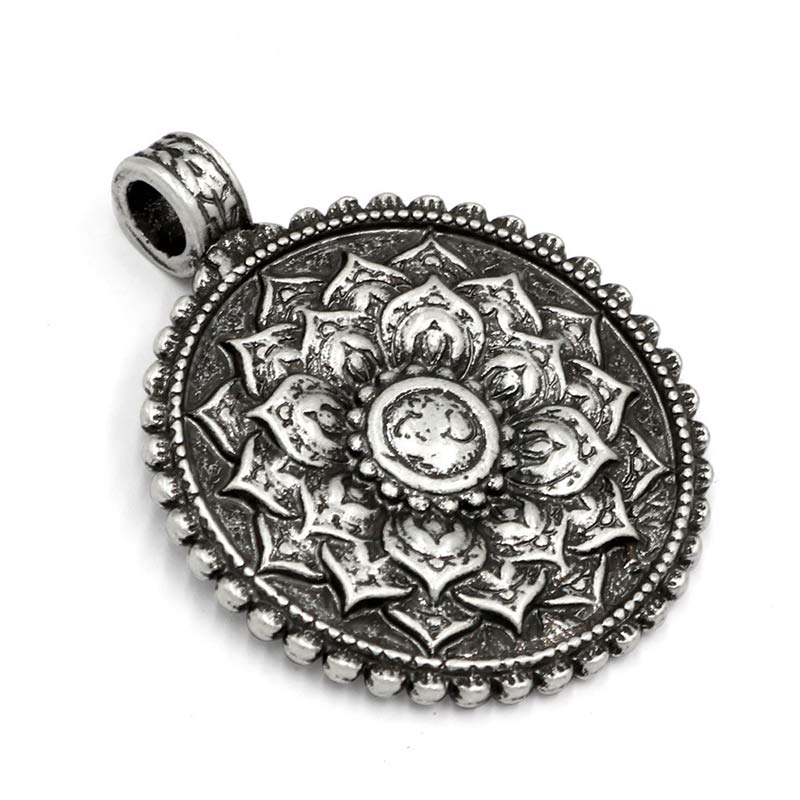 Collier unisexe électroplaqué Om Mani Padme Hum avec motif lotus