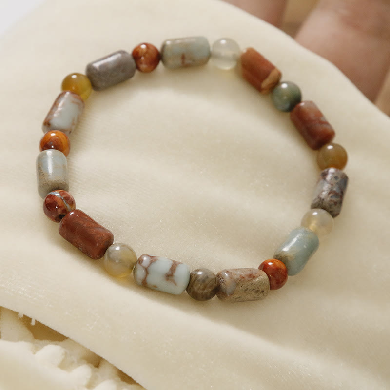 Bracelet de protection unisexe en jaspe et agate sédiments marins