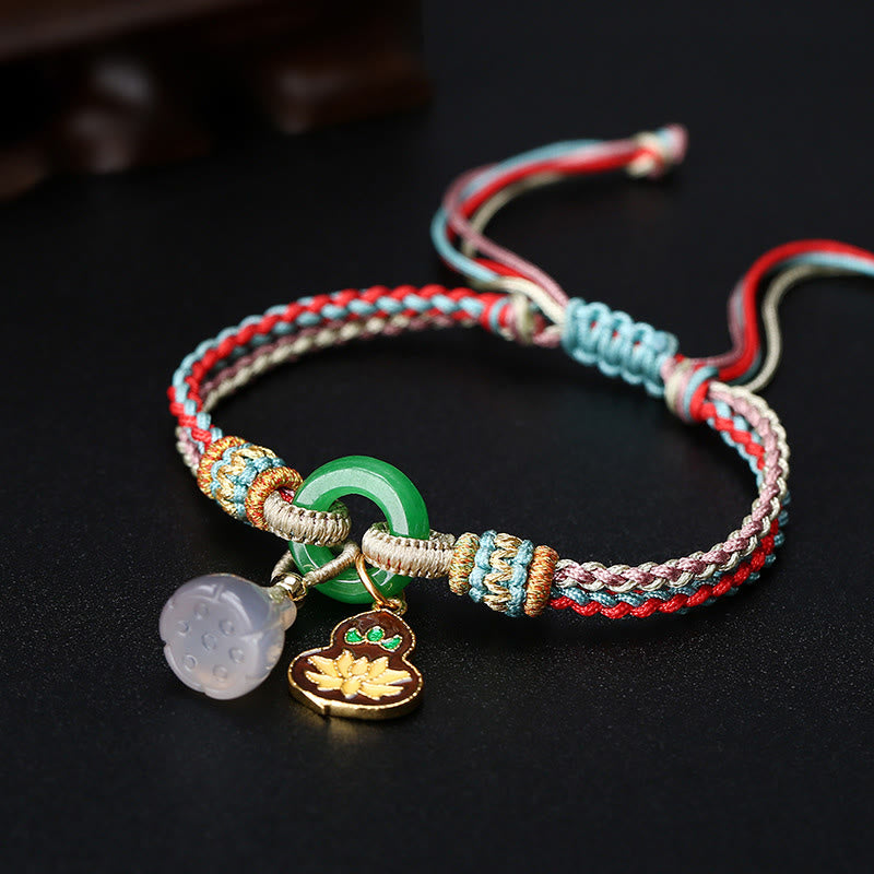 Bracelet d'harmonie en jade calcédoine lotus avec boucle de paix