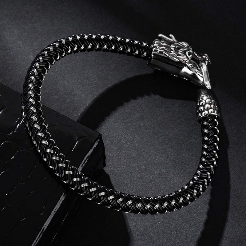 Titanium Steel Dragon Protection Luck Bracelet