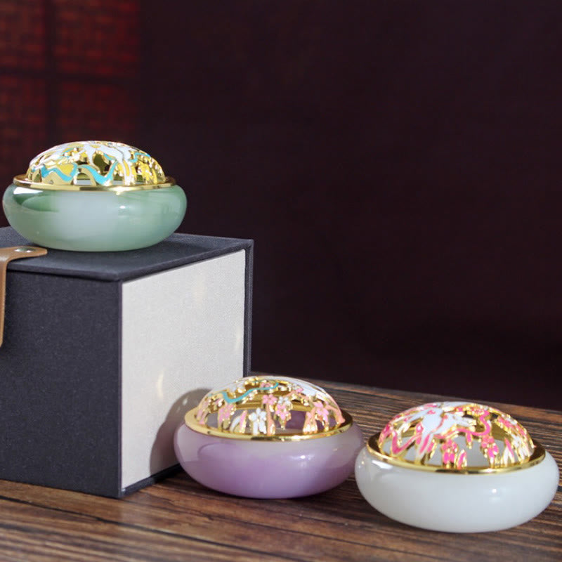 Brûleur d'encens en cristal Liuli Renard à neuf queues pour la méditation