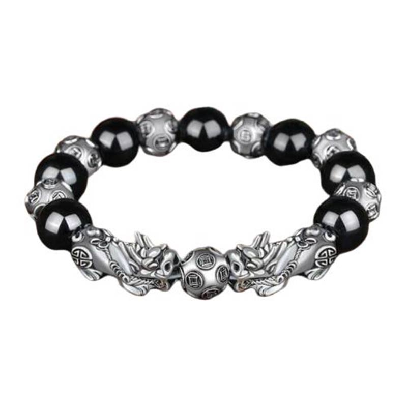12mm Obsidian Pixiu Wealth Bracelet for Feng Shui Luck