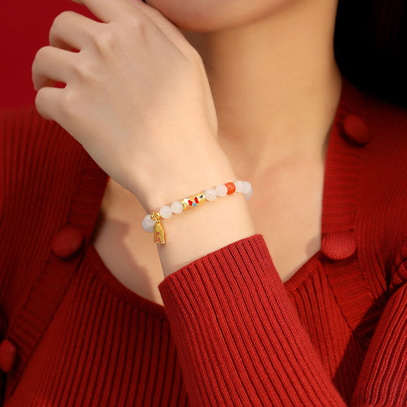 Bracelet de protection, de chance et de bonheur en jade blanc Hetian