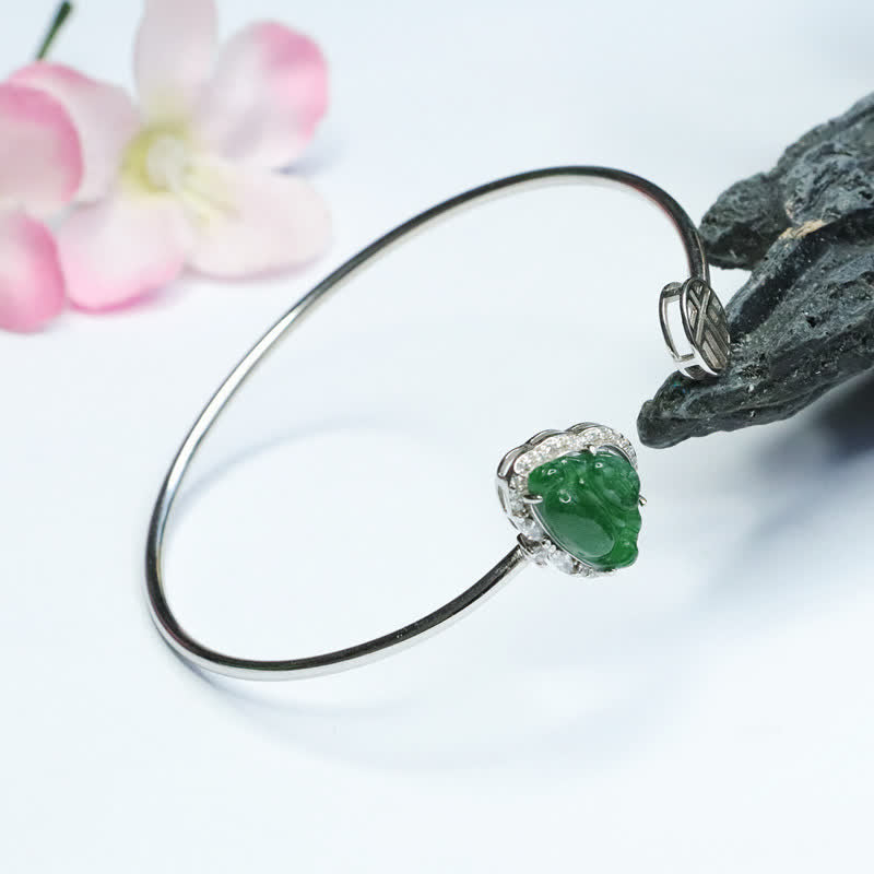 925 Sterling Silver Jade Luck Bracelet with Laughing Buddha Charm