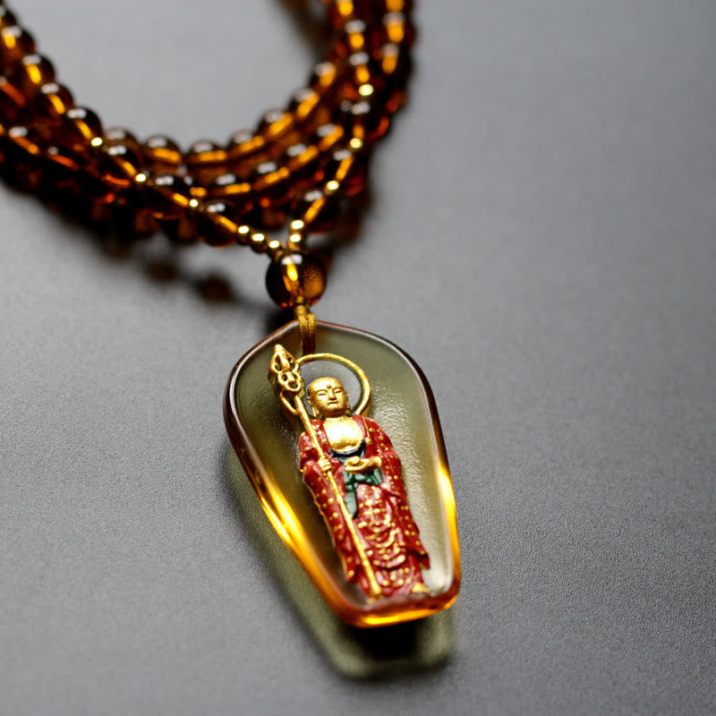 Collier de compassion en cristal Ksitigarbha Buddha Liuli