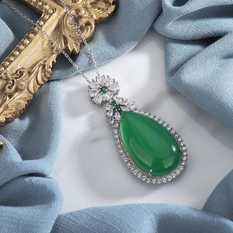 Collier Harmonie en Jade Cyan 45 cm pour le Succès et la Guérison