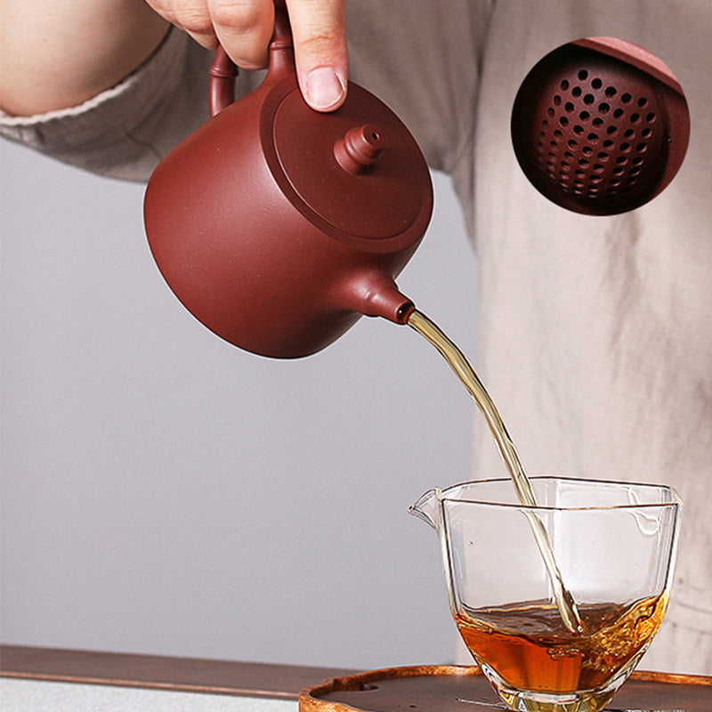 Théière Kung Fu en bambou et argile violette faite à la main 260 ml