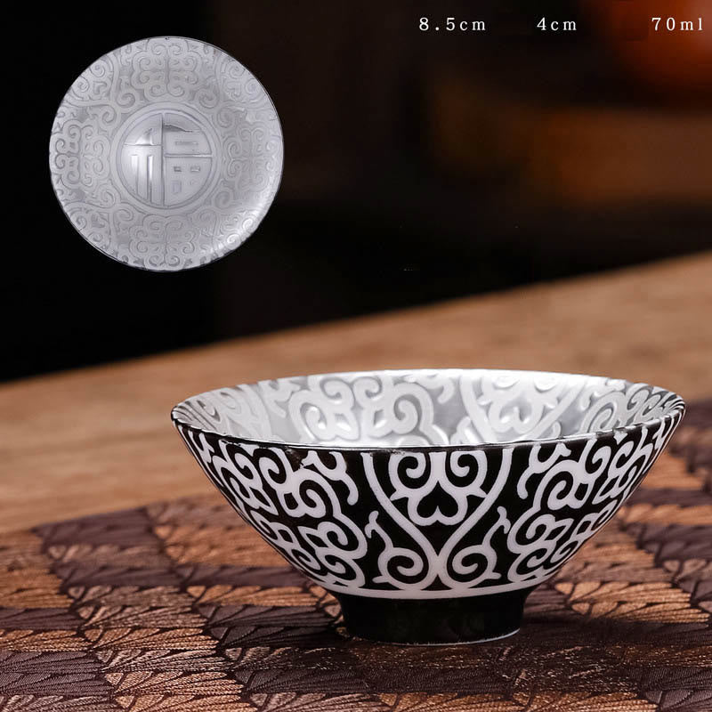 Tasse à thé en céramique à motif tibétain Fu, 55 ml, pour le thé Kung Fu