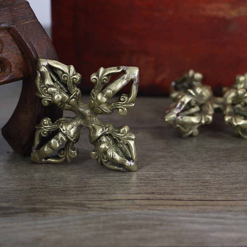 Rituel de force spirituelle double Dorje Vajra en cuivre de 6,7 cm