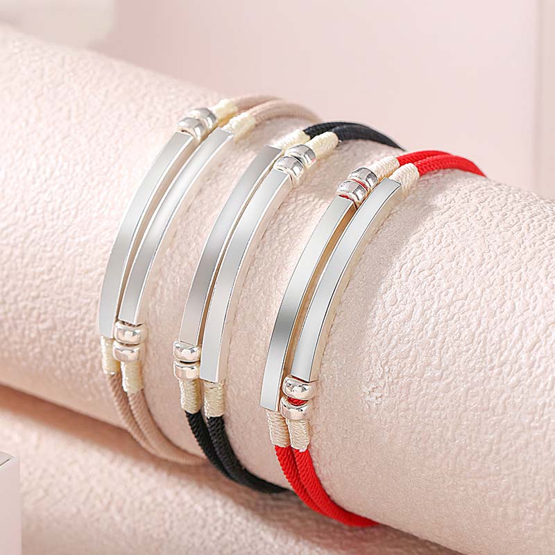 Bracelet tressé en argent sterling avec cordon rouge pour la chance et la protection