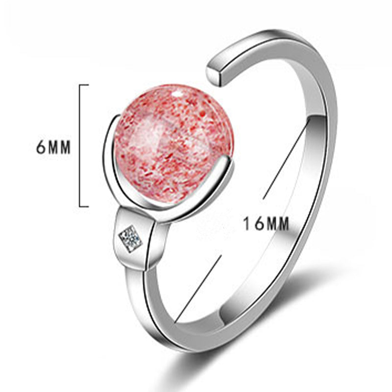 Bague apaisante en cristal rose de 6 mm favorisant l'amour-propre