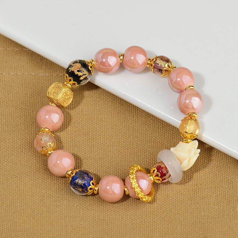 Incense Ash Liuli Glass 14-16cm Nine Tailed Fox Spiritual Bracelet