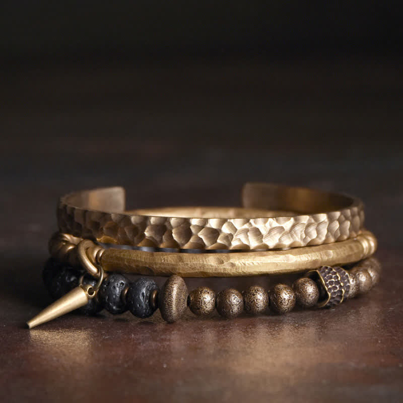 Bracelet d'équilibre spirituel en cuivre et pierre de lave de 8 mm