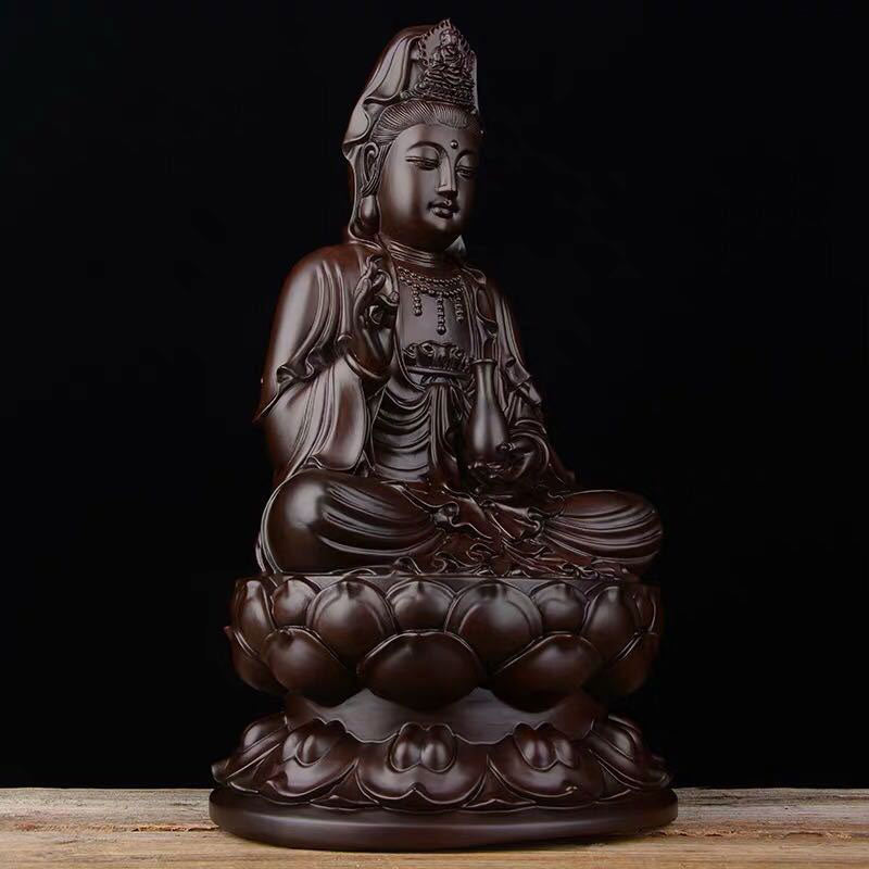 Ebony Avalokitesvara Lotus Decoration | Harmony & Blessing