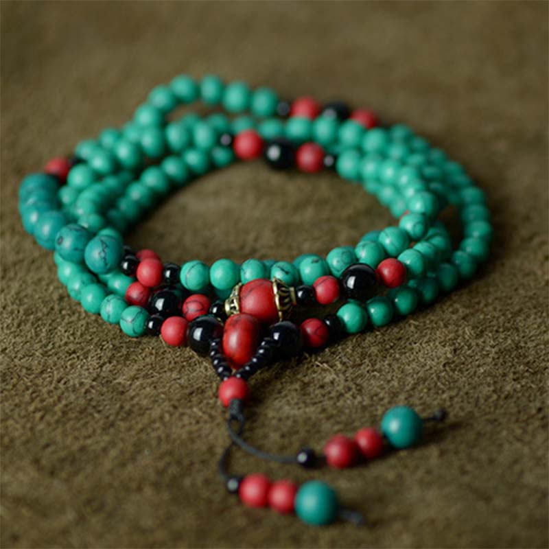 Bracelet de protection unisexe turquoise, onyx noir, turquoise rouge