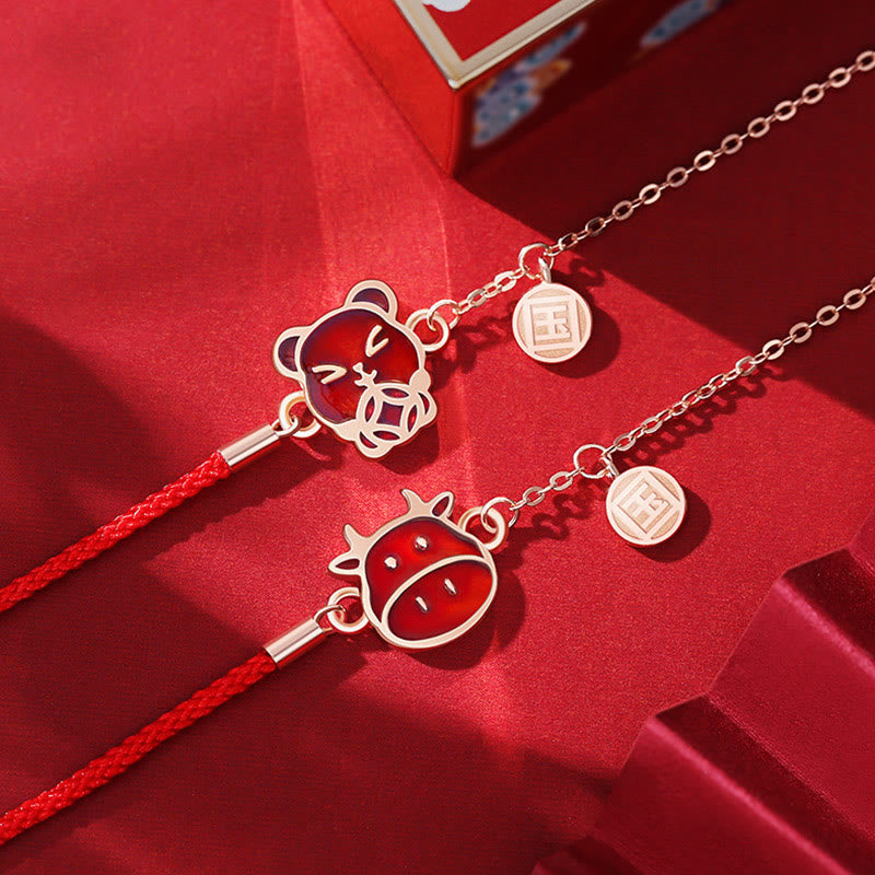 925 Sterling Silver Chinese Zodiac Luck Protection Red String Bracelet