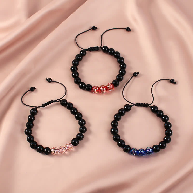 Bracelet de force en obsidienne noire de 10 mm avec pierre lumineuse