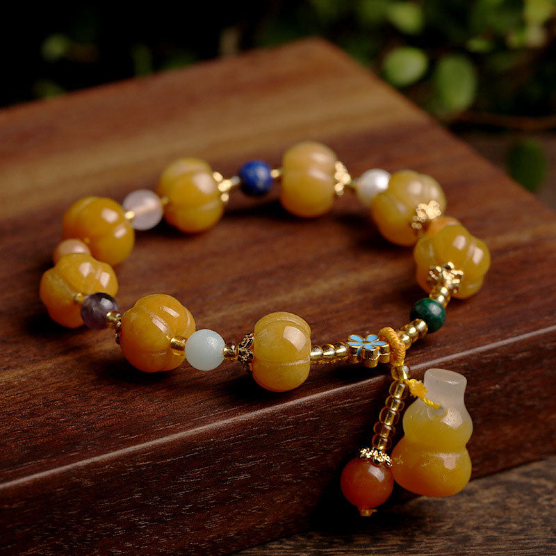 Bracelet unisexe Pixiu en jade de soie dorée de 10 mm