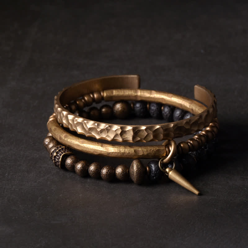 Bracelet d'équilibre spirituel en cuivre et pierre de lave de 8 mm