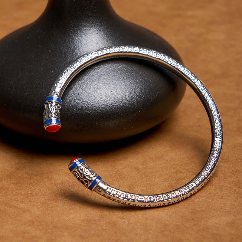 Bracelet de guérison en cuivre de 58 mm avec pièces sculptées du Sutra du cœur