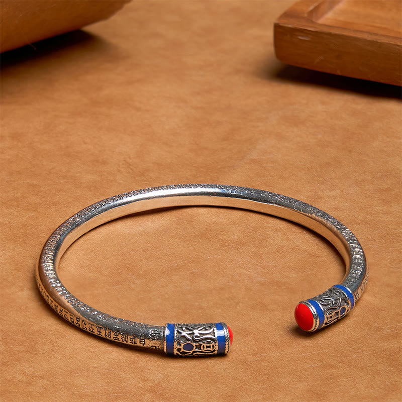 Bracelet de guérison en cuivre de 58 mm avec pièces sculptées du Sutra du cœur