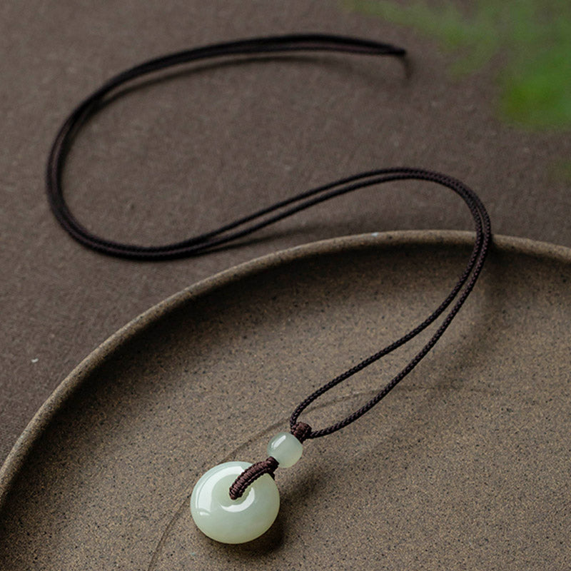 Natural Round Jade Necklace for Prosperity and Luck