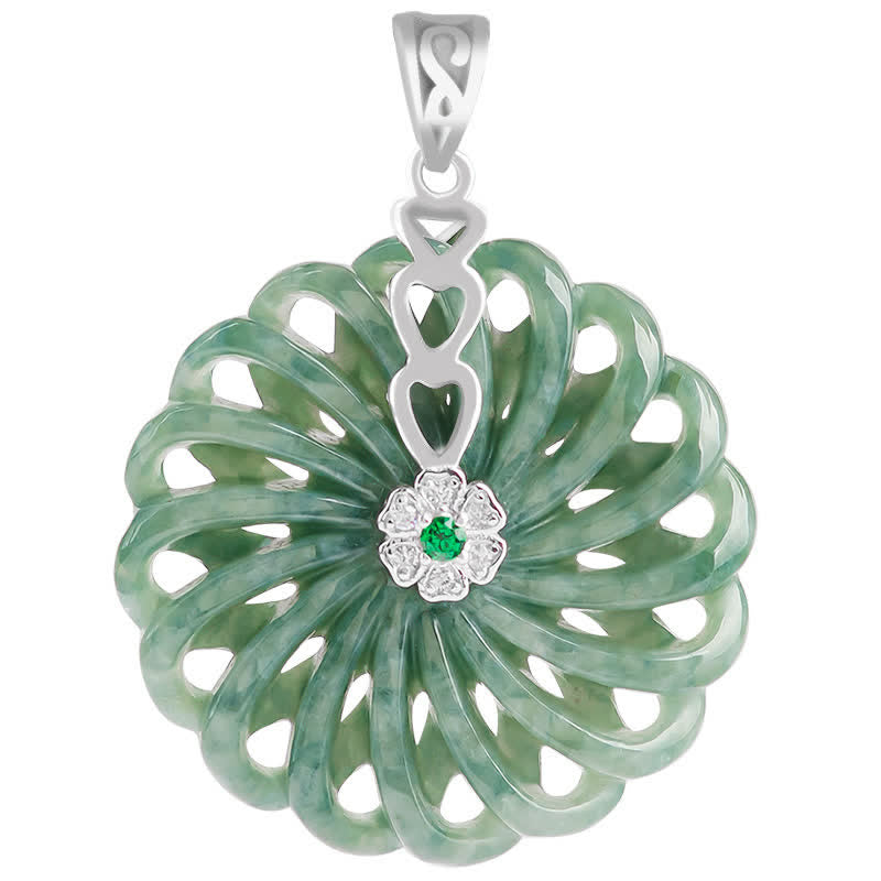 Collier en argent sterling 925 et jade pour l'abondance et la paix