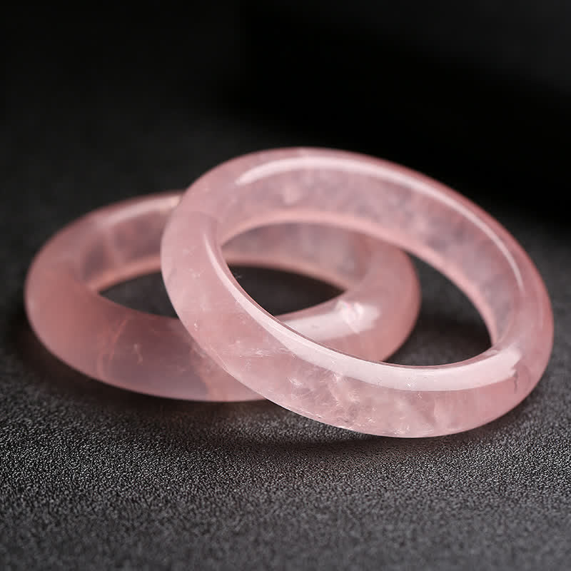 Bracelet jonc Love Caring en quartz rose naturel