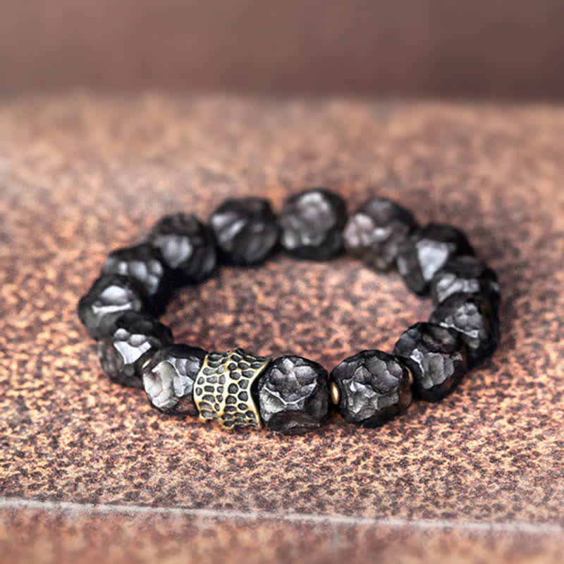 Bracelet couple en bois d'ébène et cuivre pour la paix et l'équilibre