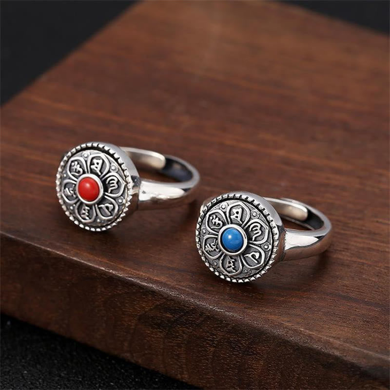 Bague réglable en cuivre Om Mani Padme Hum Paix spirituelle