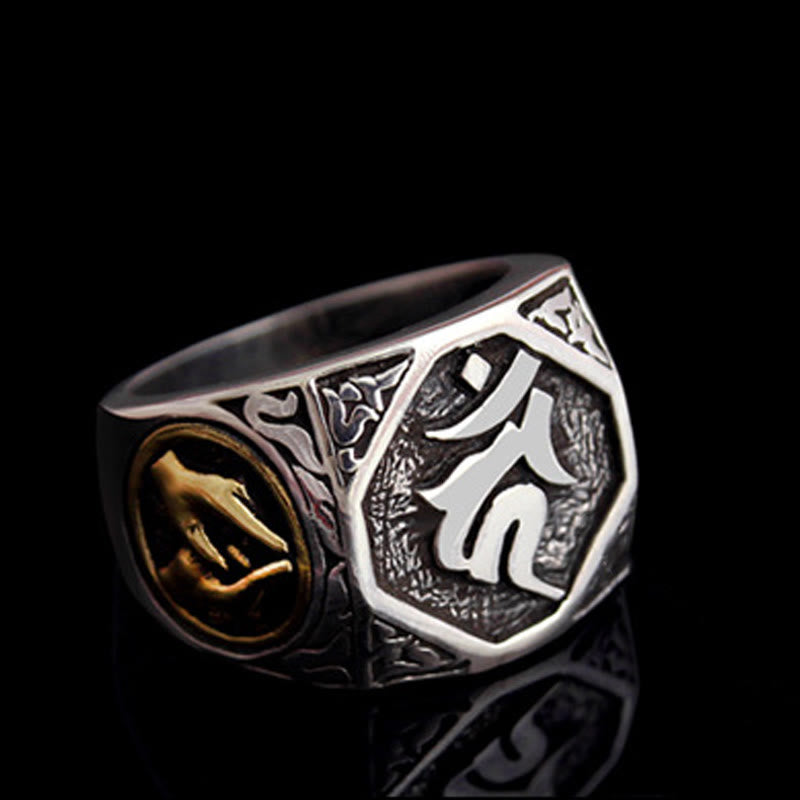 Bague de protection spirituelle réglable en argent sterling 925 sanskrit