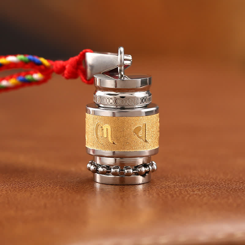 Pendentif de sagesse en acier titane Om Mani Padme Hum 1,2 cm